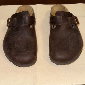 Birkenstock Dark Brown Leather Clogs